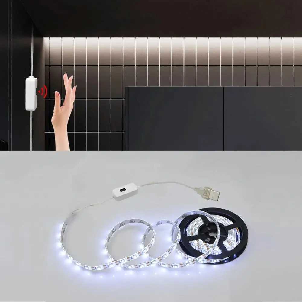 Induction handheld LED light strip 60 lamp beads/meter USB 5V 2835 white light/warm light strip for bedroom home kitchen wardrob M251129