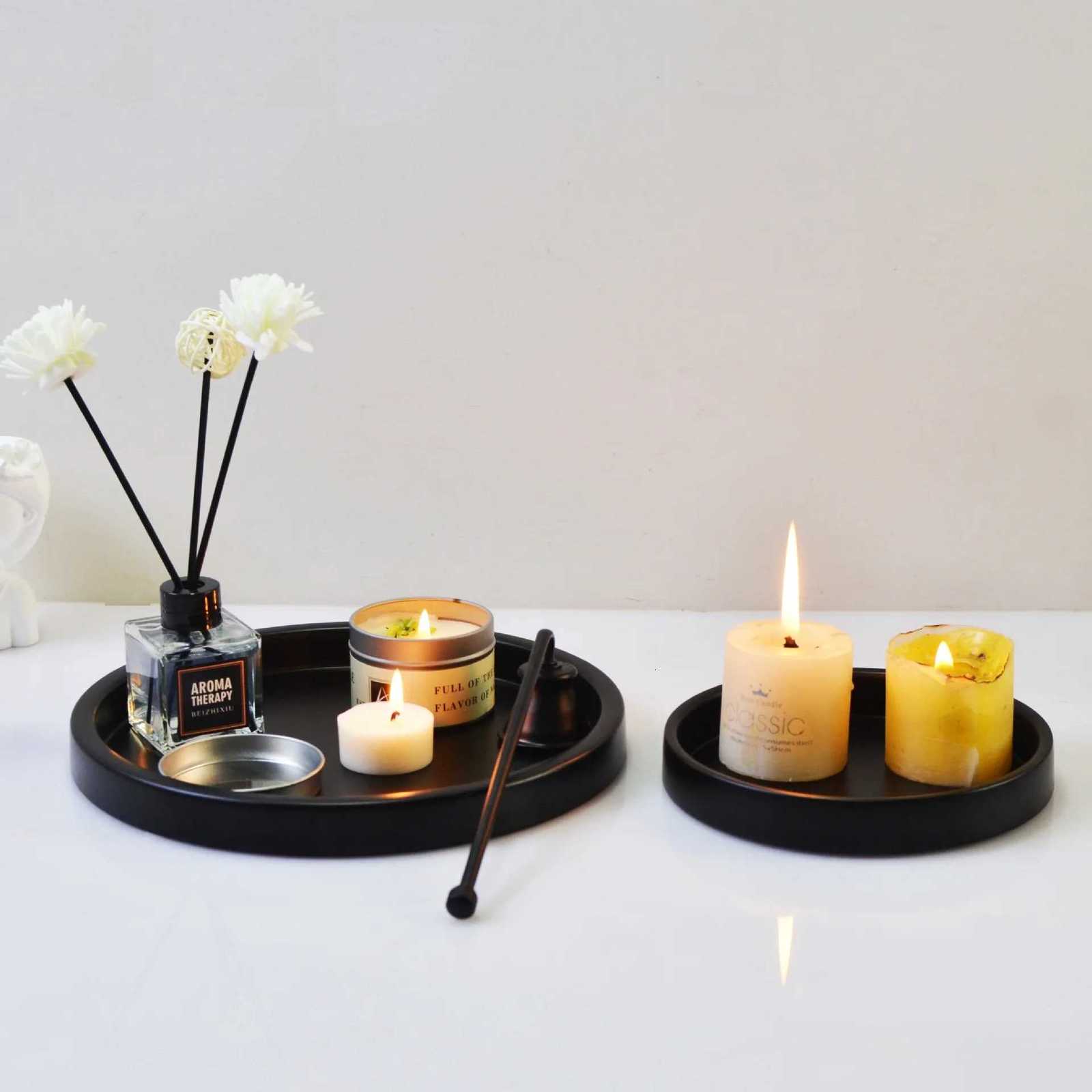 Northern Europe Matel Tray Decorative Ornament for Perfume Jewelry Bracelet Earrings Storage Tray Candle Holder Y251129