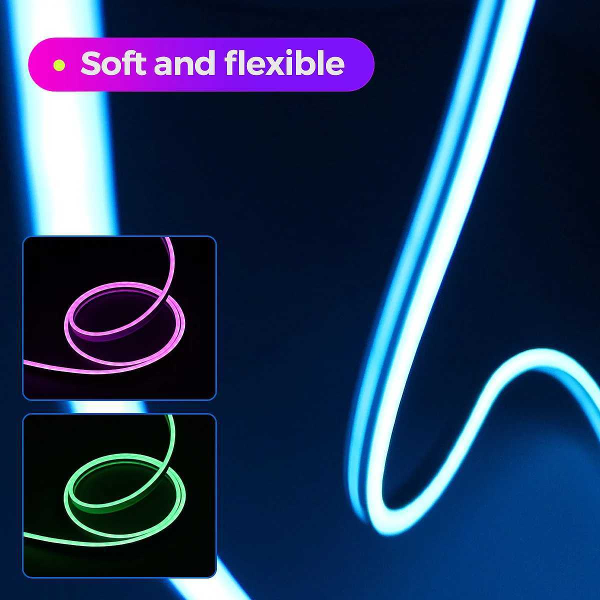 10m USB RGB LED Neon Light Strip 5V 72LEDs/m Silicone Bluetooth Rope with Remote APP Music Sync Waterproof TV Backlight Decor M251129