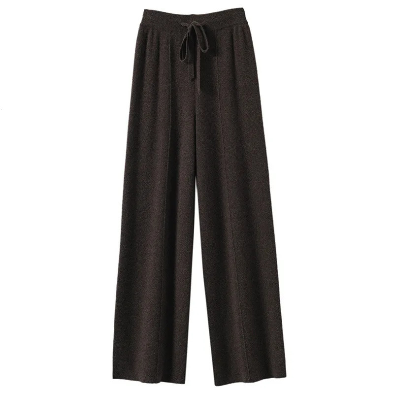 Womens Solid Color Wool Knitted Wide Leg Pants Autumn Winter Basic Soft Warm Cashmere Knit Trousers Casual Simple Style Korean 251121 - view 6