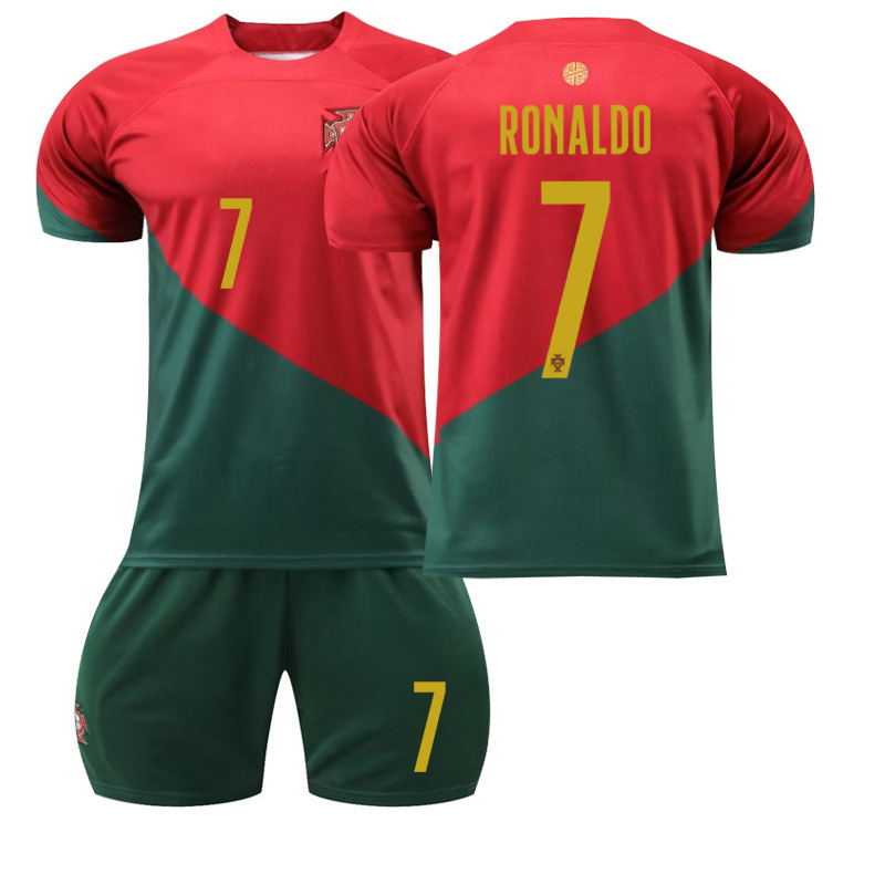 2526 Portugal World Cup Home Kit Set No. 7 Cristiano Ronaldo Jersey Children's and Adult Short-Sleeve Match Kit