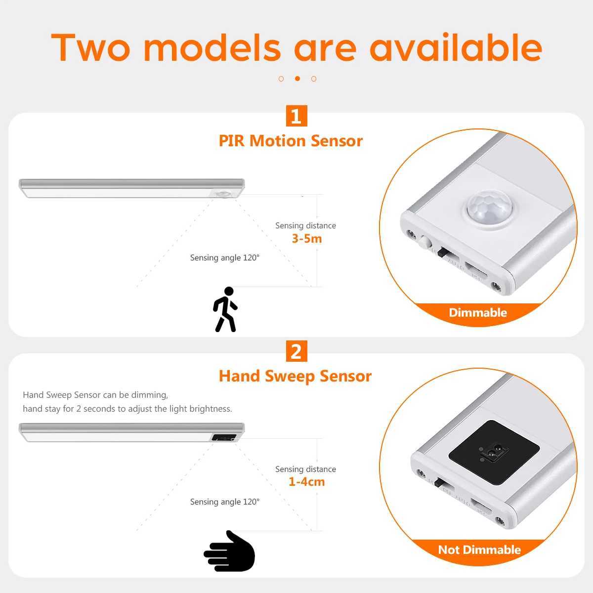 Ultra-thin USB LED Cabinet Light Hand Sweep / PIR Motion Sensor LED Rechargeable Aluminum kitchen Lamp Portable Night Lighting M251129