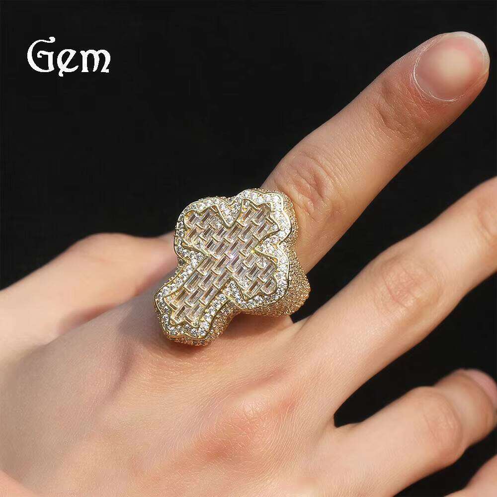 Miniature Set Retro Hip-Hop Men's Ring, Cubic Zirconia Fashion Alloy Jewelry, Index Finger Cross Party Free delivery