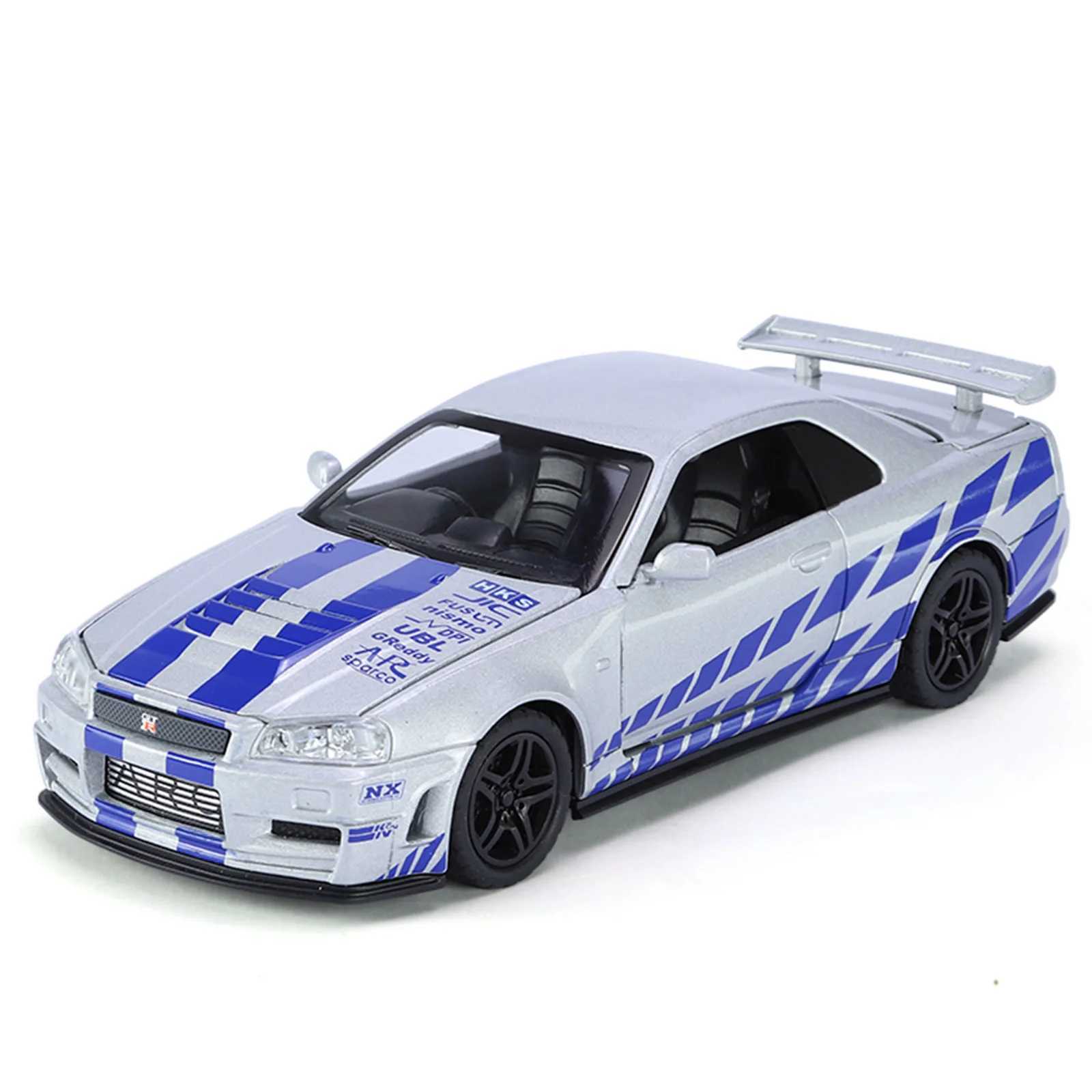 132 GTR R34 Super Sports Car Metal Alloy Diecast Model Car Pull Back Sound And Light Mother Kids Children Games For Boy Friend J251129