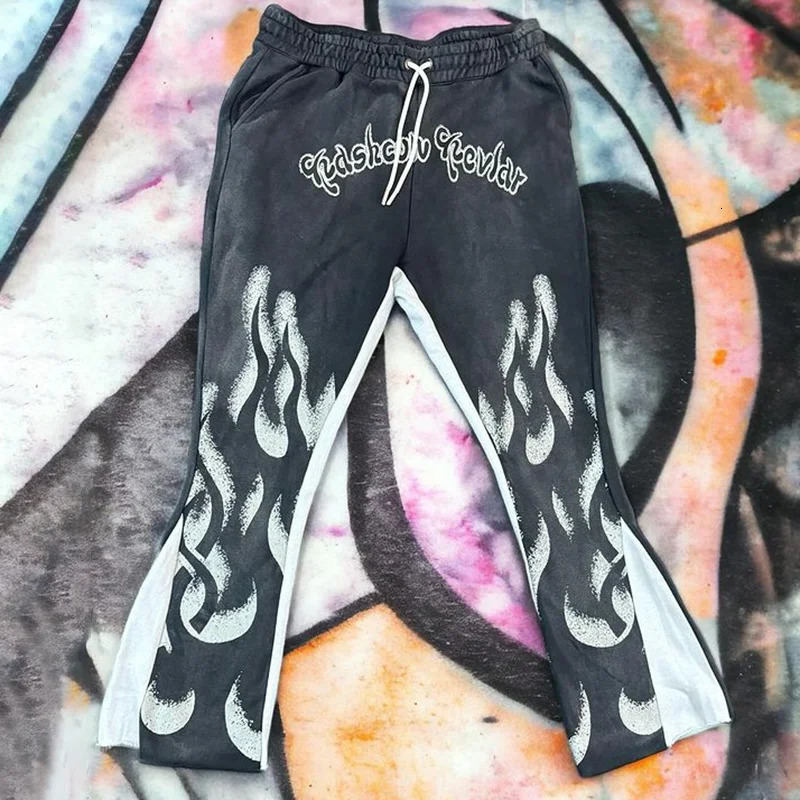 Y2k Flared Pants Men Loose 3D Print Trousers Casual Sweatpants Mid Waist Sporty Female Clothes Streetwear Hip Hop Vintage Pants 251126CJ