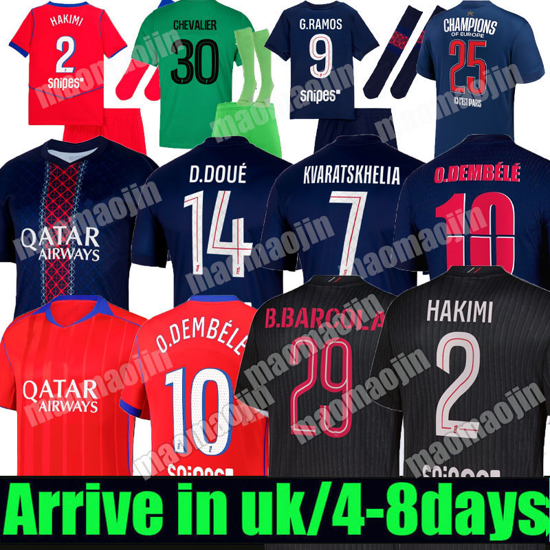2025 2026 maillot de foot Kvaratskhelia soccer jerseys CHEVALIER JOAO NEVES HAKIMI football shirtS 25 26 Fourth BARCOLA Zaire-Emery O.Dembele PARIS final PSGES D.Doue