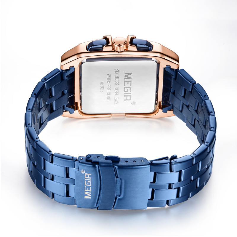 MEGIR Designer Business Men's Wristwatch Fashionable Multi-functional Chronograph Steel Band Quartz Men's Wristwatch Men's Luxury Watch