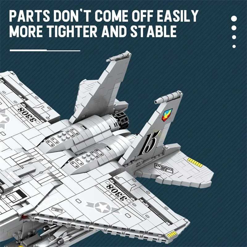 2216PCS Military F-15 Strike Eagle Fighter Building Blocks Cruise Air Force Bomber Model Bricks Collect New Year Gifts Kids Toys J251129