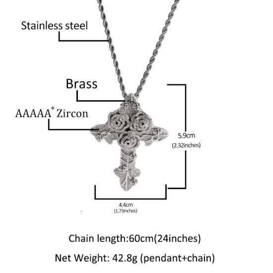 Hip Hop Jewelry Iced Out Cross For Cuban Link Chain Sier Moissanite Dia Charm Pendant Ddmylucky