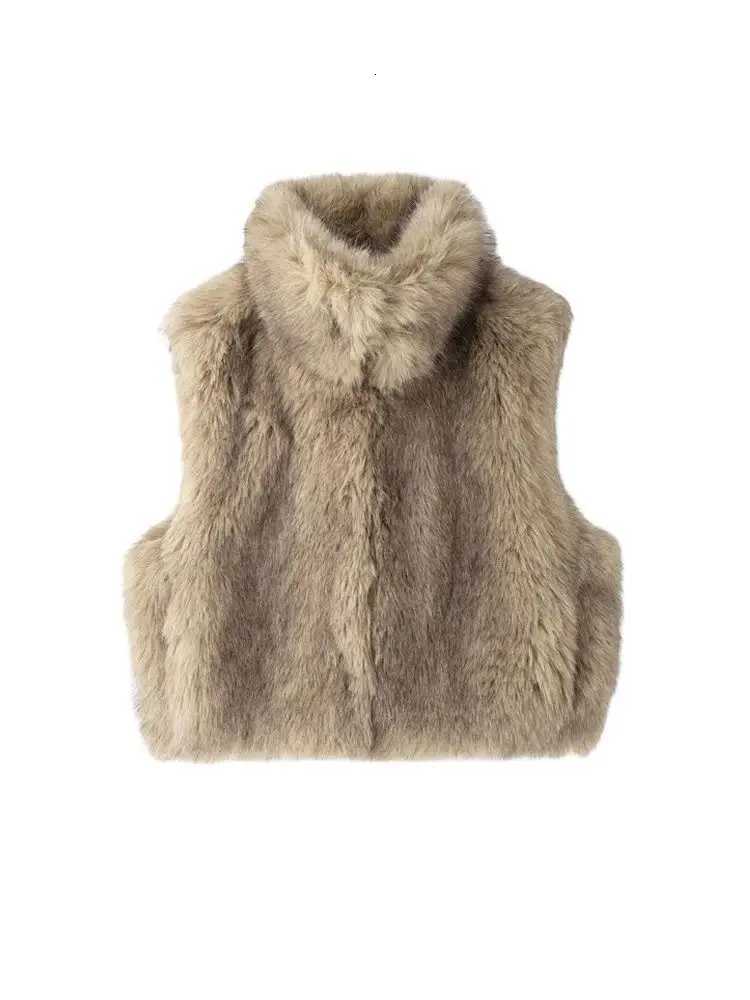 Womens Thick Warm Faux Fur Waistcoat Sleeveless Lapel Collar Front Hook Female Outerwear Chic Vest Tops FashionT251129