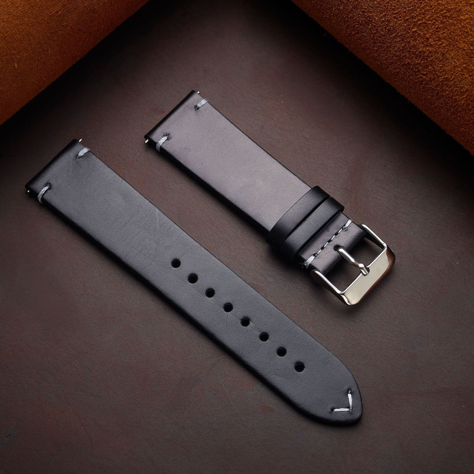 Seven color Italian oil wax color changing cowhide watch band intelligent quick release ultra-thin leather strap 240116