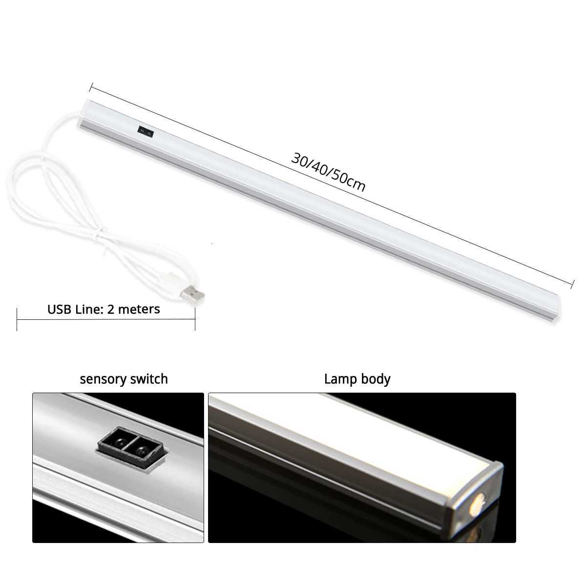 Hand Wave Sweep Motion Sensor LED Light Under Cabinet Kitchen Lamp 30/50CM Aluminium Bar Lamp Home Wardrobe Closet Lighting Deco M251129