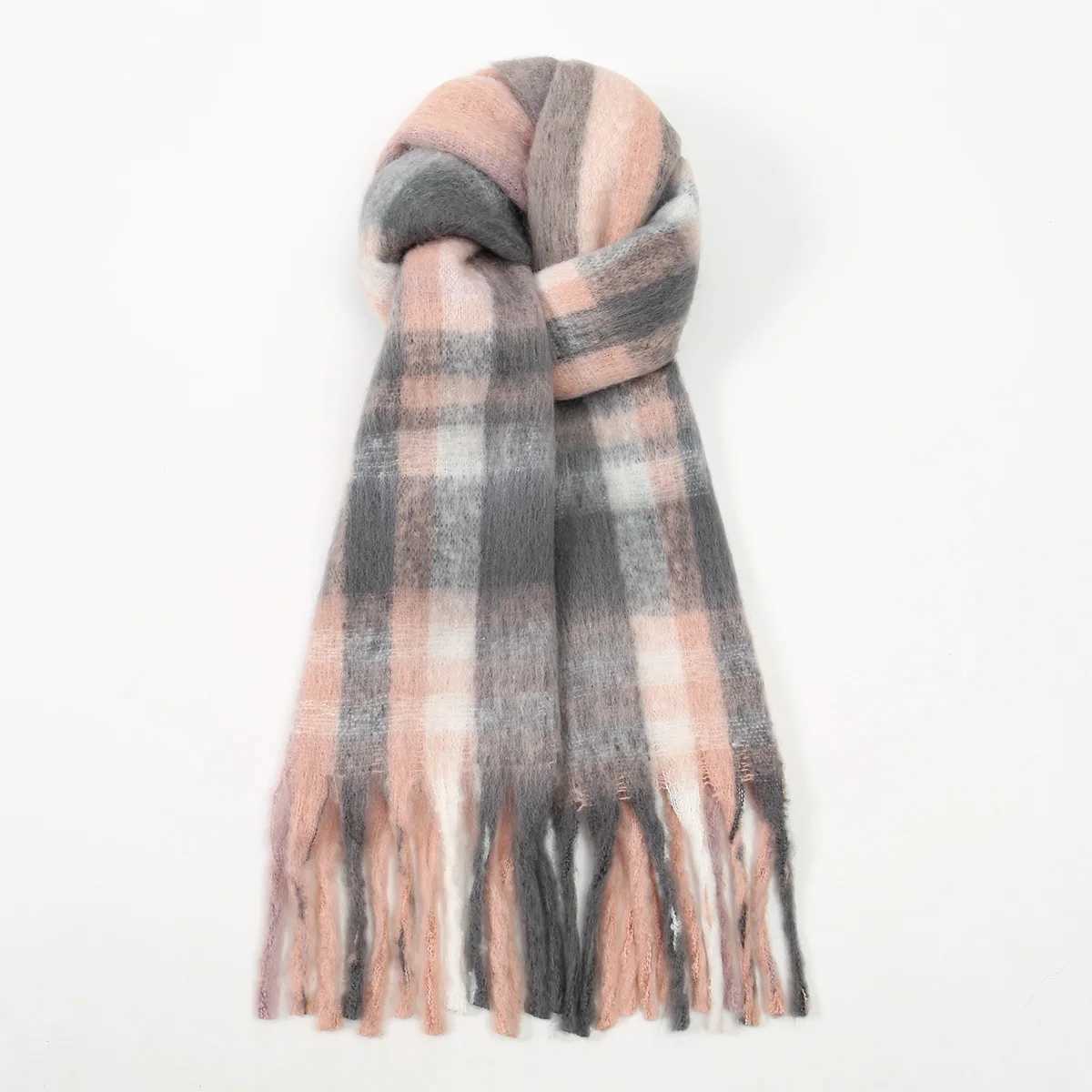 Plaid Striped Tassels Cashmere Scarf For Woman Winter Outdoor Keep Warm Shawls Lady Fashion Long Wraps Thick 20040cmJ251129