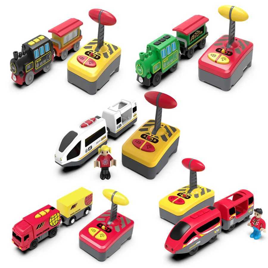 Magnetic Slot Diecast Car RC Electric Train Track Sets Fit for All Wood Railway Track Accessories Christmas Gift for Children J251129