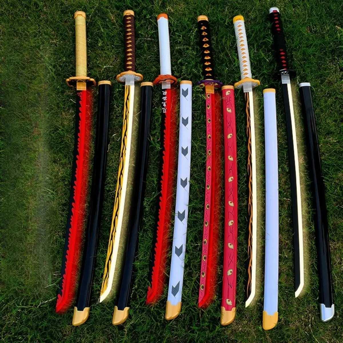 LED Light Demon Slayer Katana Luminous Sword Tomioka Giyuu Anime Cosplay Prop Knife Real Japanese Katana Samurai Lightsabre Toy Y251129