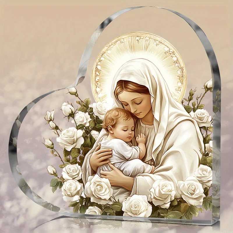 1pc 2D Acrylic -Shaped Jesus Birth Virgin Mary Decoration Religious Gift Waterproof for Living Ro Desk Bedro Ornament H251129