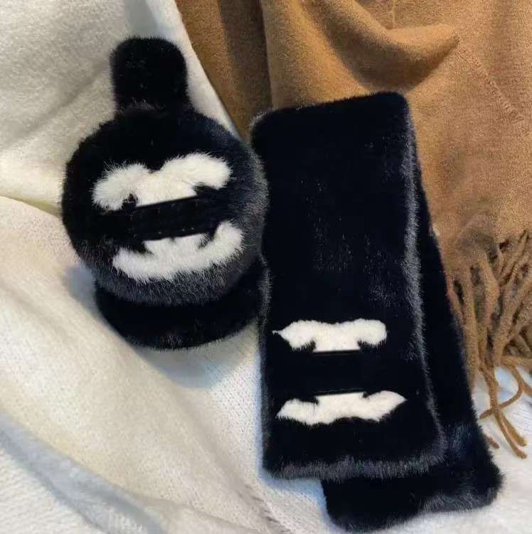 Designer Women's Channlins earmuffs imitation mink scarf suit for cold protection thickened warm windproof earmuffs casquette luxury men's outdoor ski earmuffs