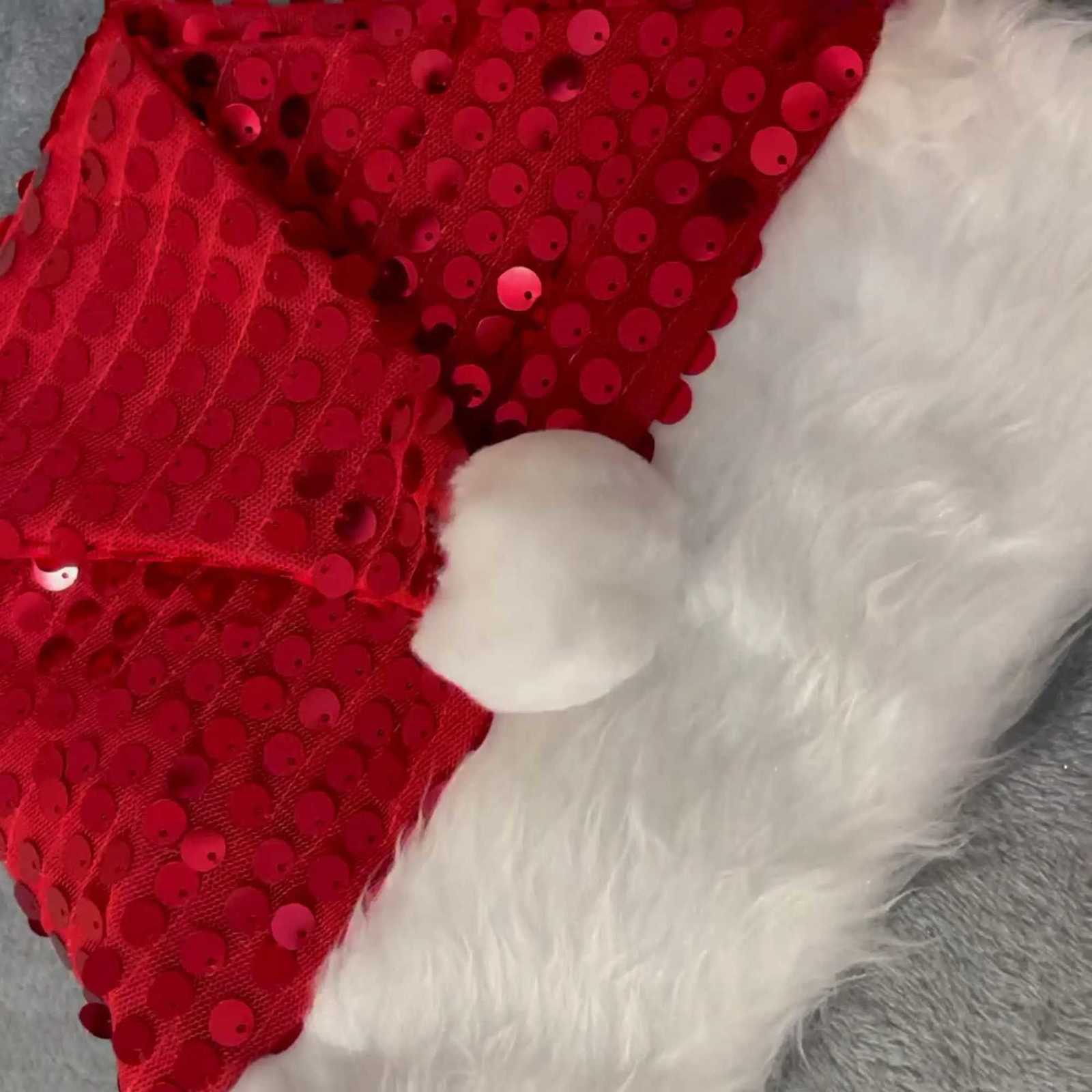 1pc Christmas Party Supplies Christmas Decor Atmosphere Hat Double-layer Rhinestone Hat Hai Pai Fleece Hat Adult LargeXJ251129