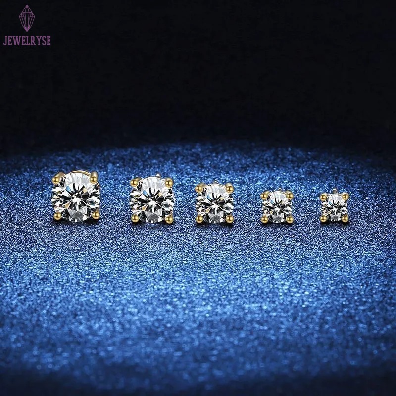 100% Real Moissanite Studs Earrings Pass Diamond tester For Men Women 925 Silver Platinum Plated Bride Wedding Gemstone Earrings