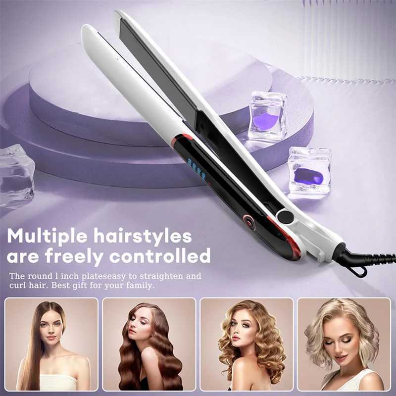 AT28-Professional Hair Straightening Iron Flat Iron Coating Fast Heating Digital Control Unit Curling FunctionT251129
