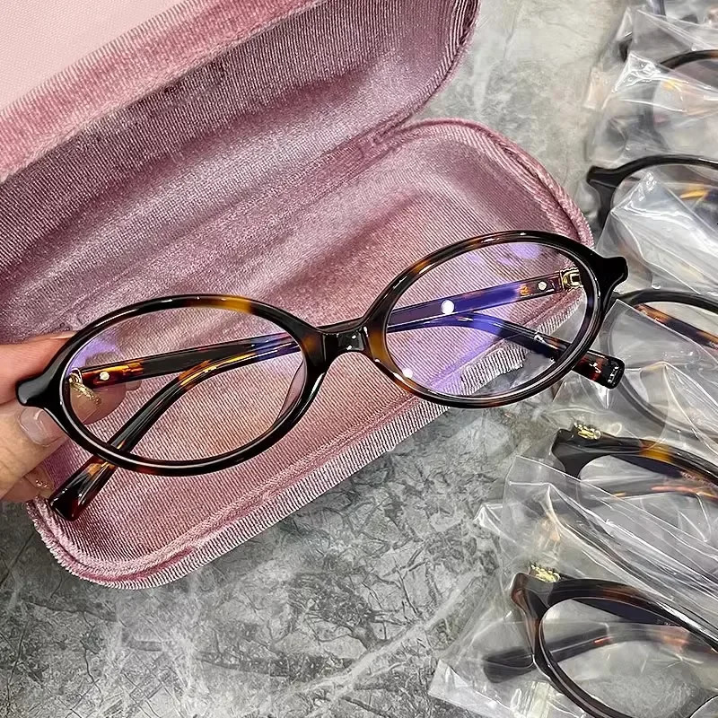 Y2K Retro Oval Frame Glasses Women Leopard Ins Sweet Cool Eyewear Trend Reading Computer Anti Blue Light Eyeglasses 251125