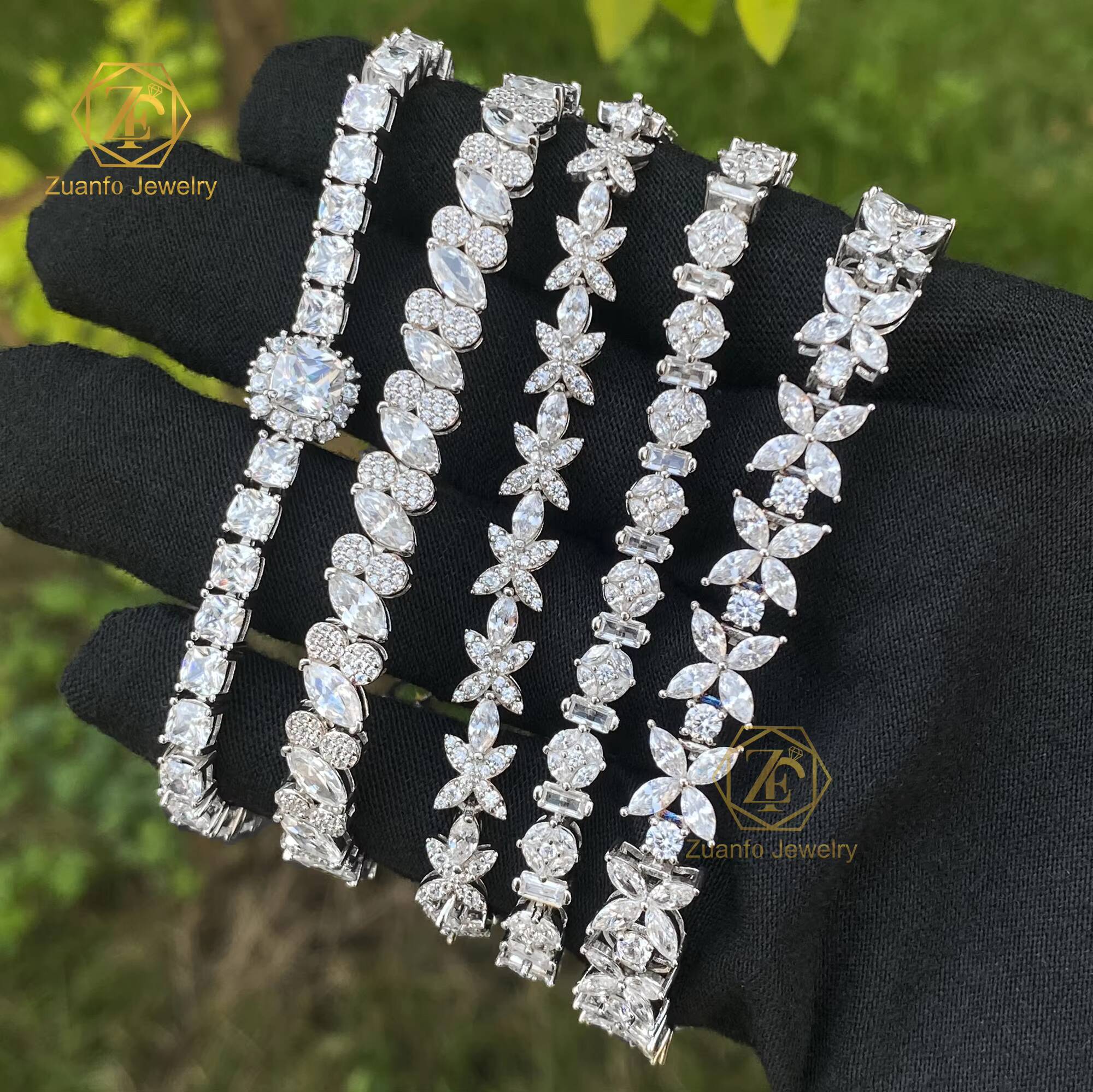 2025 Bling Princess Cut Moissanite Diamond 925 Sterling Silver Unisex Tennis Bracelet Gold Plated Iced Out for Gift