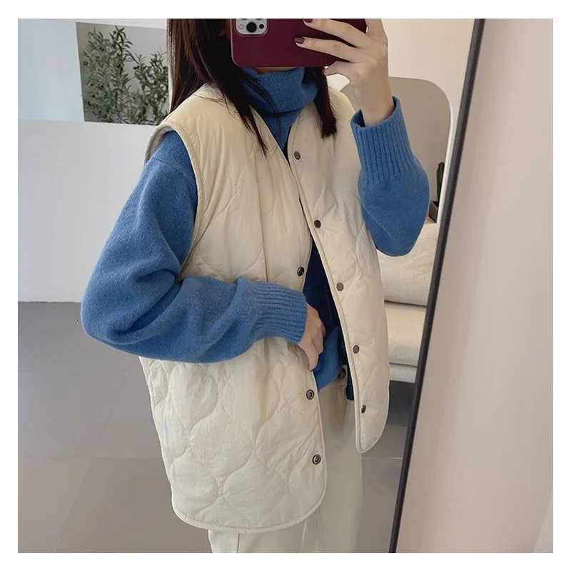 Smvp Fashion O-neck Waistcoat Solid Color Soft Baggy single-breasted reversible Sleeveless warm plush Thicken Teddy Coat ladiesT251129