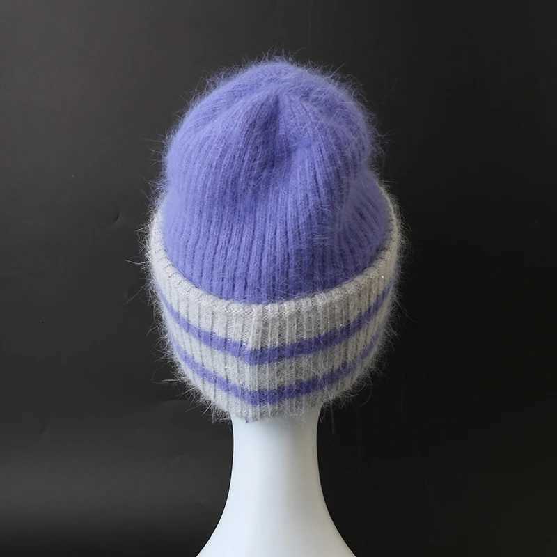 2025 Sequin Angora Fluffy Winter Hat for Women Skullies Beanies Knitted Hat Outdoor Windproof Thick Warm Knit Cap cold weatherXJ251129