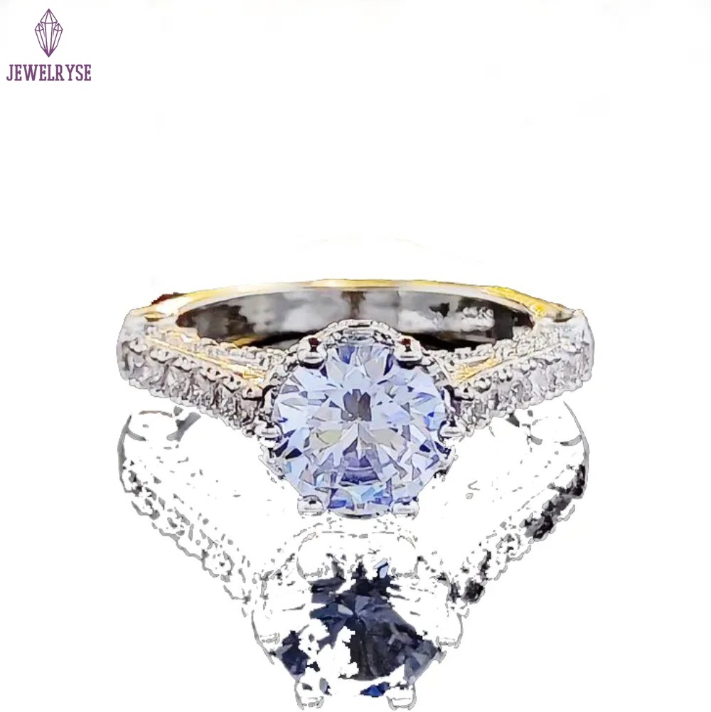 Luxury Jewelry Wedding Rings 925 Sterling Silver Round Cut White Topaz CZ Diamond Gemstones Eternity Women Engagement Band Ring For Lover Gift