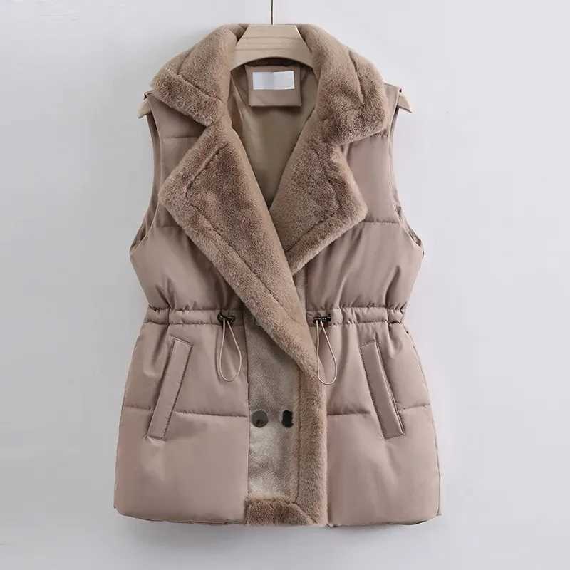 Fur fur integrated Down cotton Vest Jacket Womens 2025 New Autumn Winter Fashion Suit collar Waistcoat Female Short JacketsT251129