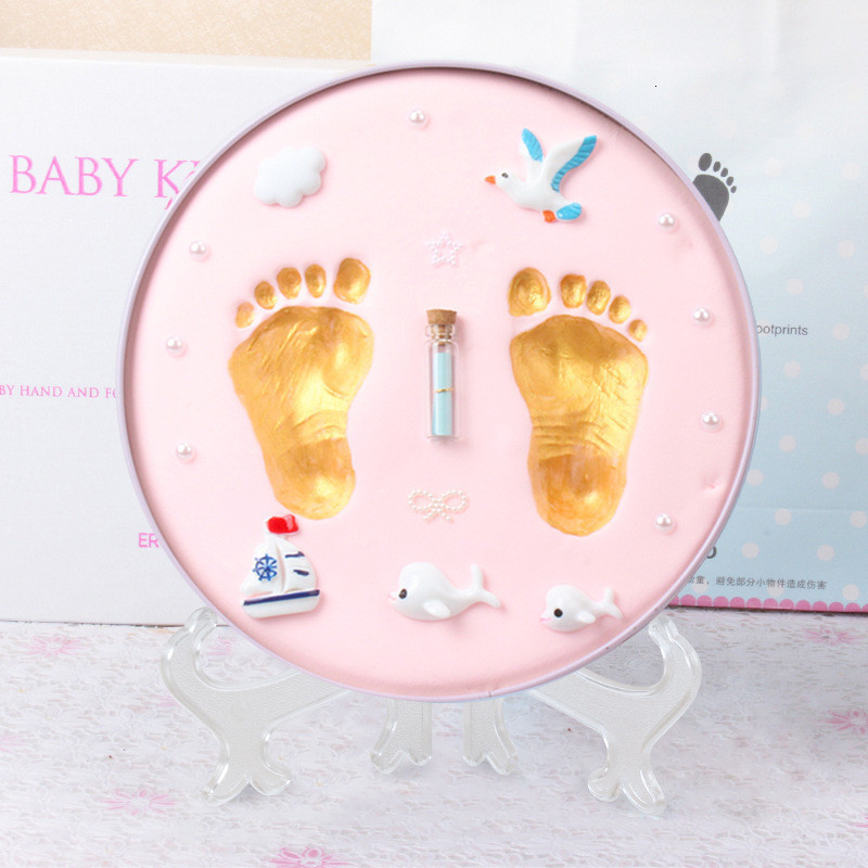 Newborn Hand and Foot Prints Mud Fetus Hair Souvenir DIY Baby Hand and Foot Prints Hundred Days Full Moon Year Old Gift 211028