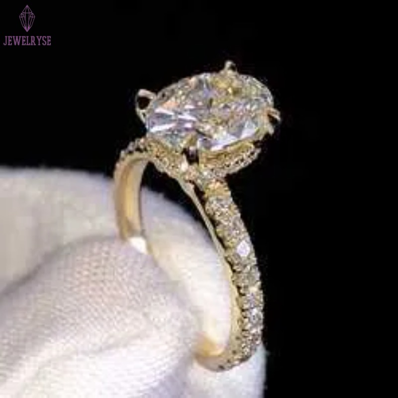 Real Gold 9K 14K S Sier Women Wedding Set Oval Cut Diamond Engagement Rings Moissanite Gift