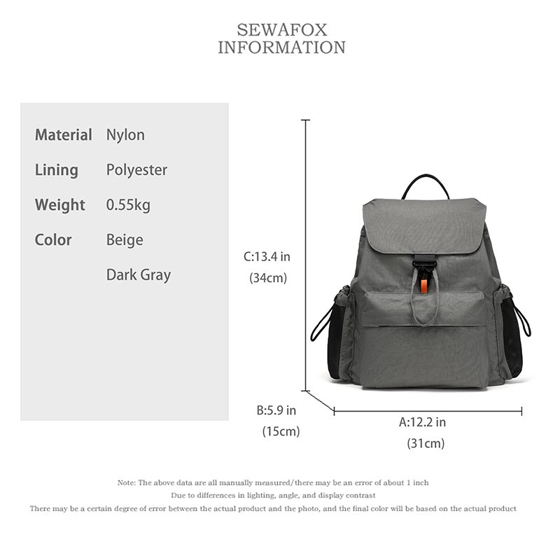 Sewafox Women Casual Backpack, Lightweight Outdoor Travel Backpack 13-inch Laptop Bag Stylish Commuter Backpack