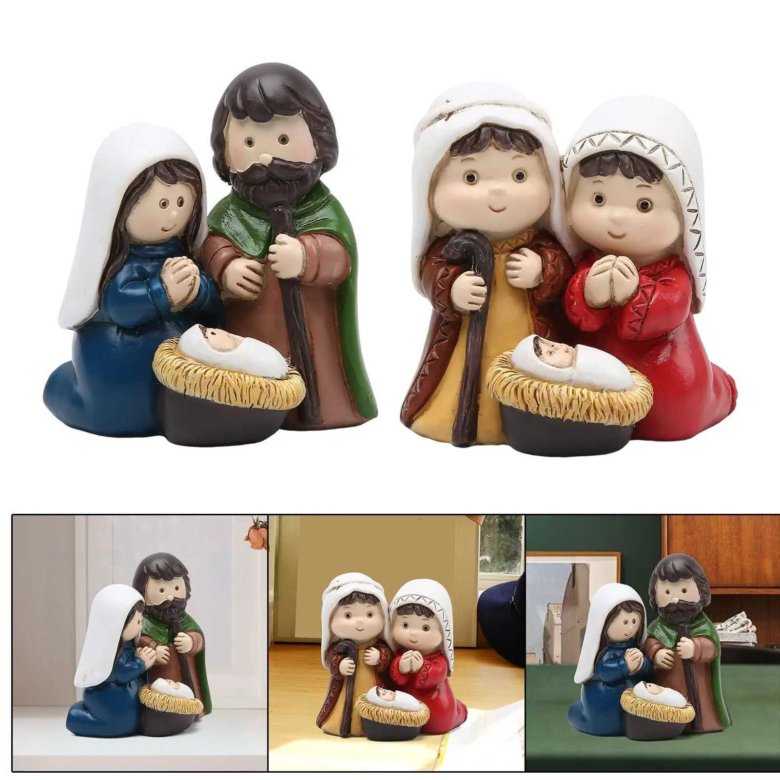 Holy Family Figurine He Deor Baby Jesus Mary Mother Christmas Nativity Set Ornament for Church Living Ro Off H251129