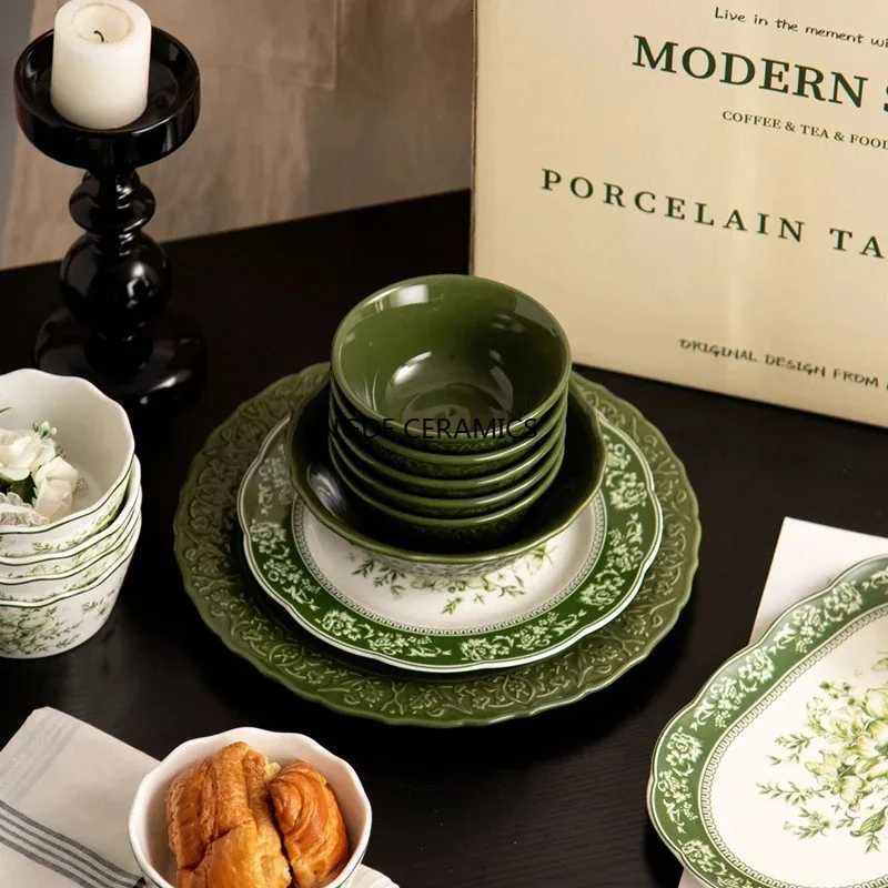 Luxury Nordic Ceramic Large Ramen Bowl Cake Salad Plate Breakfast Bowl Noodles R Soup Bowls He Kitchen Tableware 1pcs Y251129