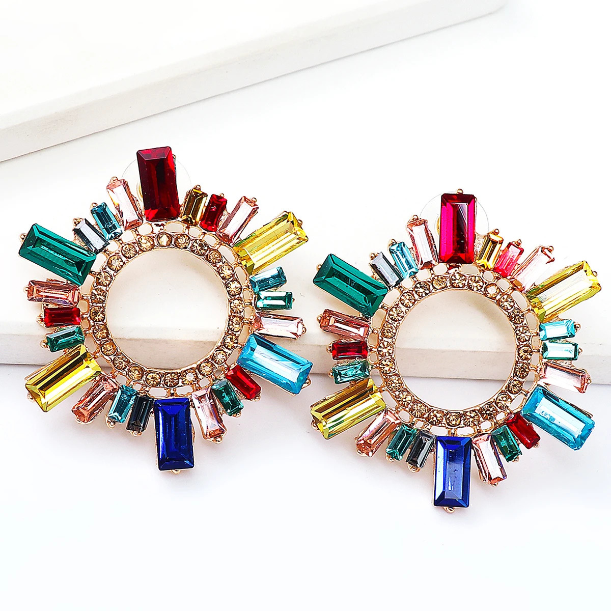 Trend Rhinestone Floral Drop Earrings for Women Dinner Wedding Accessories Fashion Statement Jewelry 251128