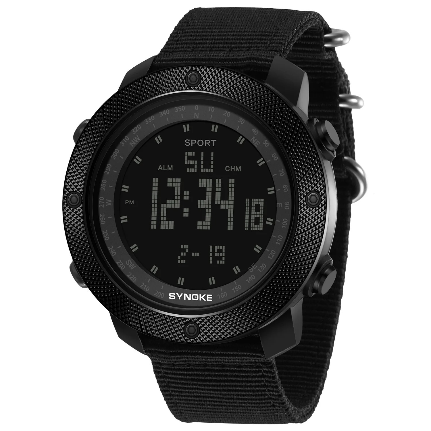 Nylon Strap Mens Watches Waterproof 5Bar SYNOKE Digital Military Sport Watch for Men Large Black Dial Watch Men 251228