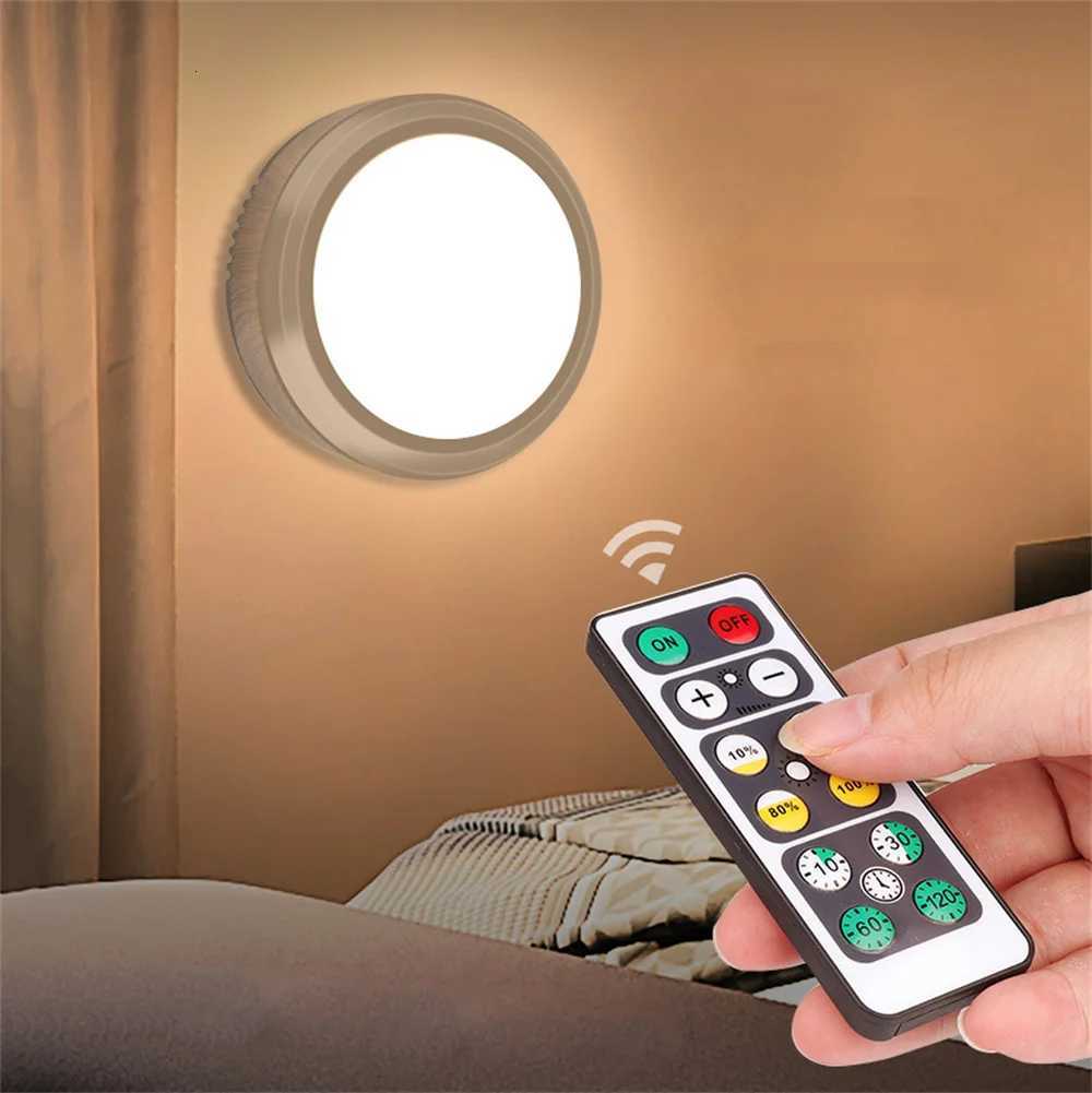 Battery Powered Black LED Puck Light 80MM Closet Night Lamp with Remote Controller for StudyBedroom 3000K M251129