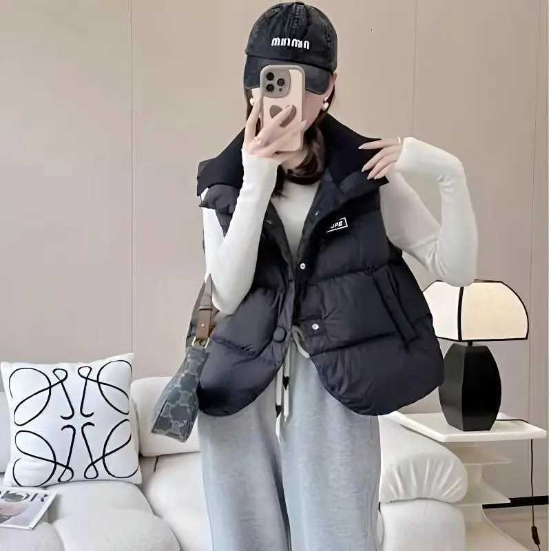 Autumn Winter New Waist Coat Jacket Padded Solid Color Sleeveless Over Wear Womens Plus Size Down Cotton Coat Vest CardiganT251129