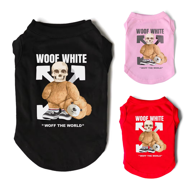 Dog Shirts, Imitating Trends Street Fashion Style Design Puppy Vest with Skull Head Arrow Letter Print Summer Breathable T-Shirt, Lightweight Pet Vest