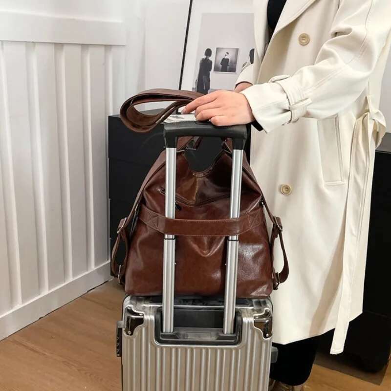 Women Single Multi-purpose Double Shoulder Tote Bag with Diagonal Span and Large Capacity Casual Travel Backpack Cabas