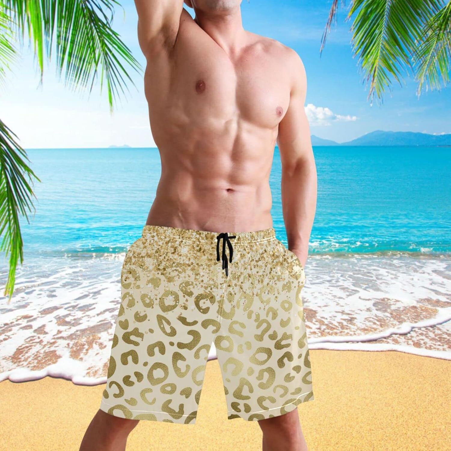 Stylish Mens Swim Trunks Quick Dry Beachwear Sports Swim Board Shorts Holiday Party Bathing Suits Fashionable and minimalist