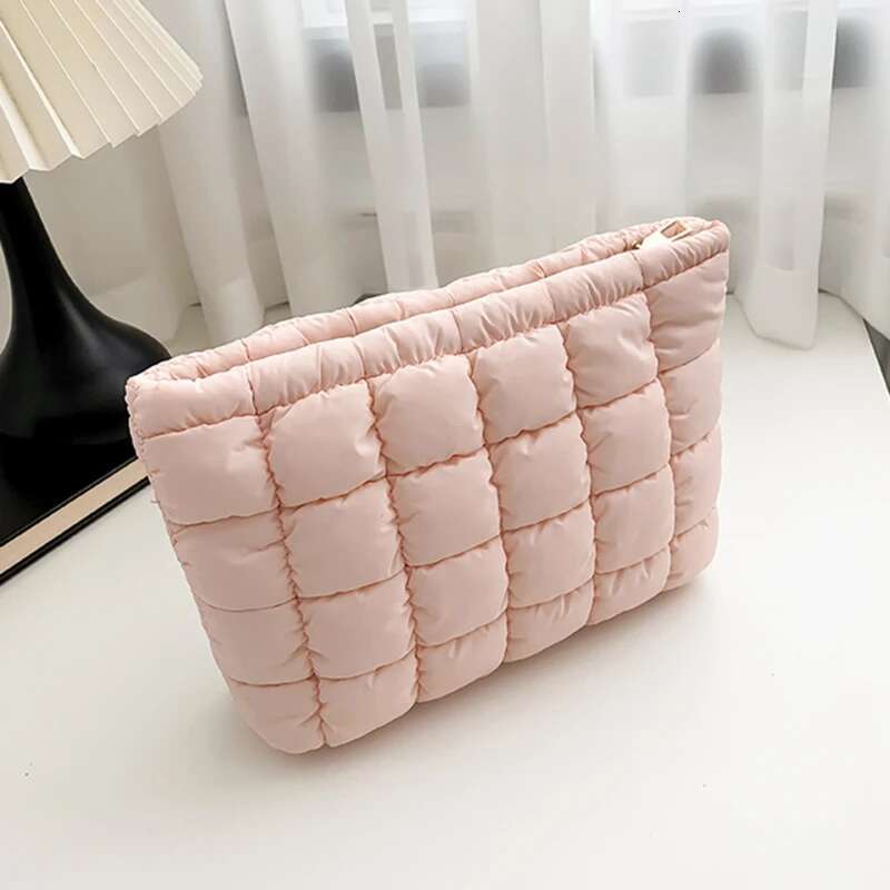 Women Pouch Padded Quilted Storage Puffer Makeup Large Cosmetic Organizer Bag Clutch Handbag Beauty Case