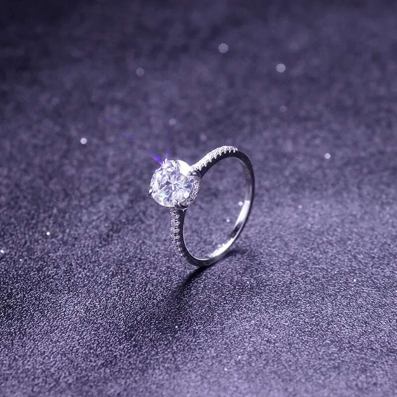 Moissanite Diamond Ladys D Color Ring 925 Sterling Silver Plated White Gold Party Marriage Wedding Ring for Women