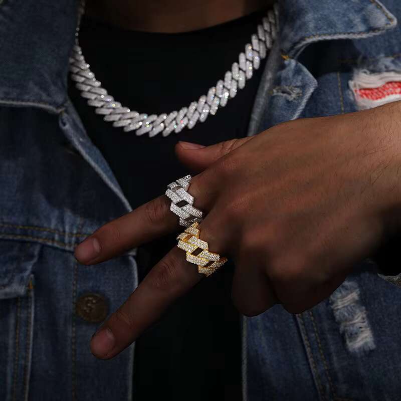 Unisex 925 Sterling Silver Ring Fine Jewelry 2 Rows Sparkling VVS D Moissanite Diamond Gemstone Ring for Wedding