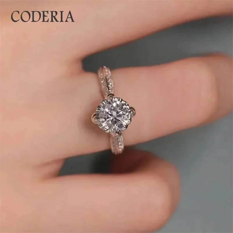 Prague Wedding Moissanite Ring 1 Carat D Colour Diamond Cut 925 Sterling Silver Plated 18K White Gold Rings for Women