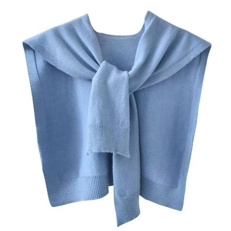 K736 Solid color shawl for women outerwear 2025 new spring and autumn striped knitted small shawl thin style with sweater shirt scarf