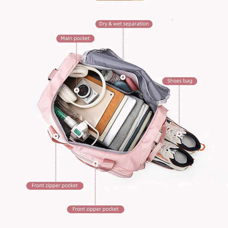 Sports Gym Dry Wet Handbags For Women Female Swimming Shoulder Crossbody Fiess Outdoor Travel Bag Weekender Duffel