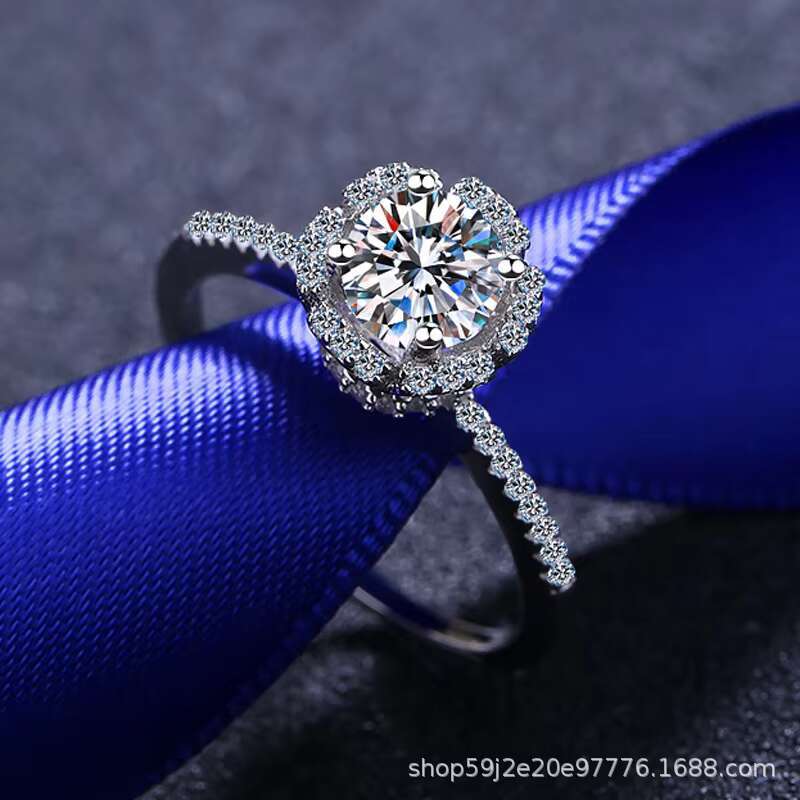 Wholesale 925 Sterling Silver Round Cut Lab Cultured Fine Jewelry Diamond VVS Luxury High Quality Wedding Moissanite Ring