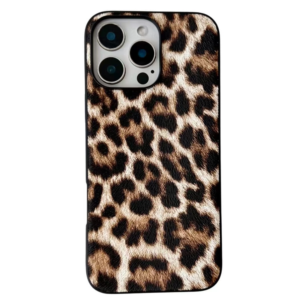 Leopard Leather Texture Phone Case iPhone 17 Pro Max Snake Print Compatible with Apple 16 Pro Fashion Matte Protective Case